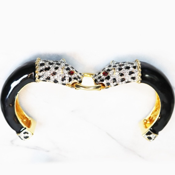 ⚜️ Exquisite Rare Vintage Kenneth Lane Crystal Leopard Bracelet - Picture 5 of 13